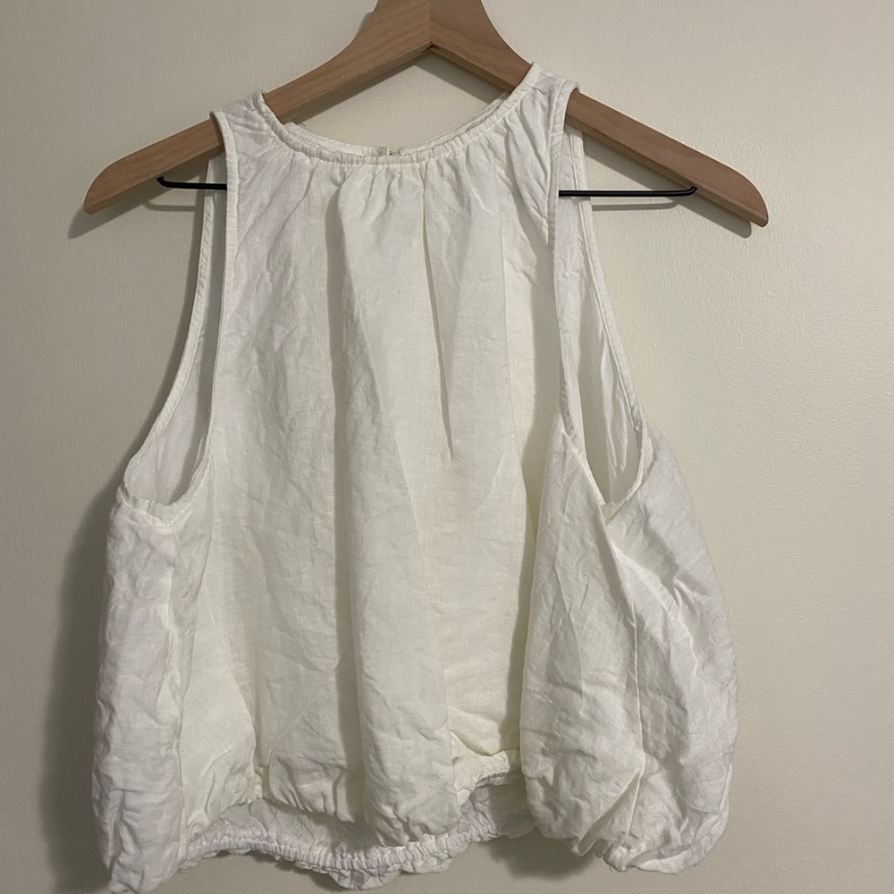 Anthropologie White Ruffled Tank Top